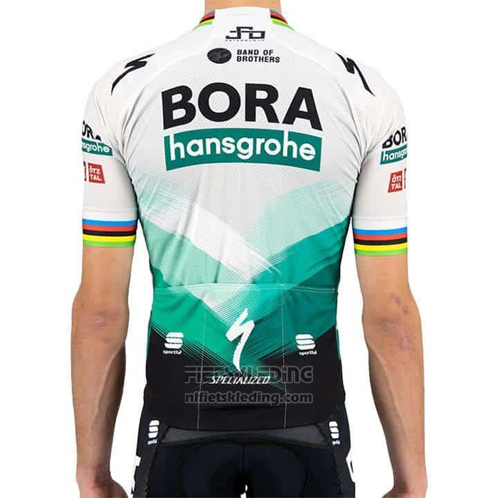 2021 Fietskleding Bora Kampioen Wit Groen Korte Mouwen en Koersbroek